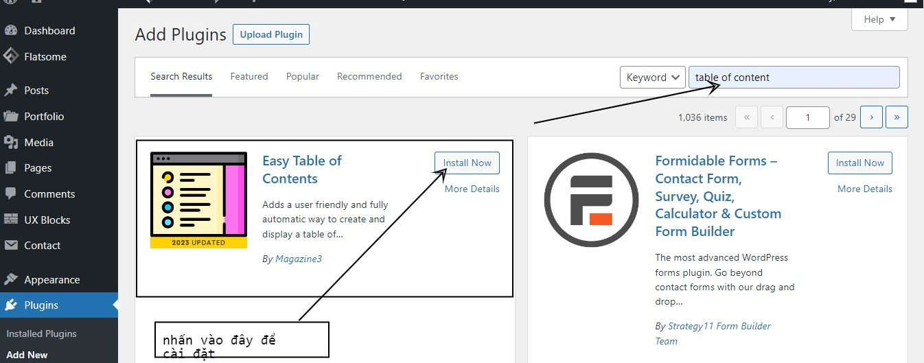 Cài đặt Plugin Table Of Content