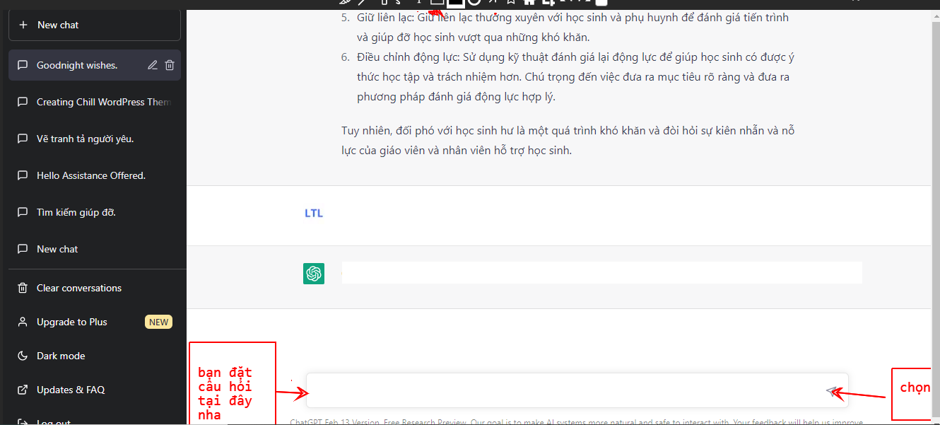 Đặt câu hỏi chat GPT trả lời 