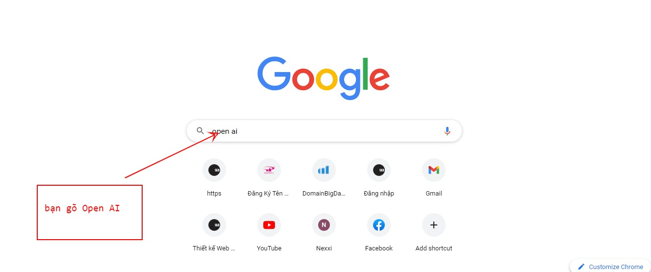 gõ từ khóa Open AI trên Google