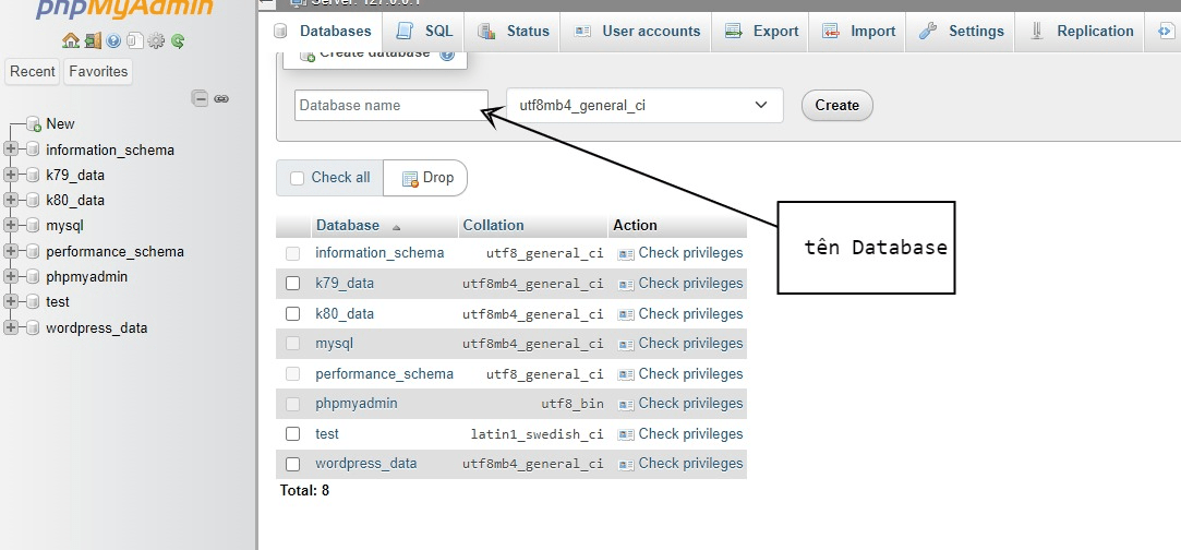 Đặt tên cho Database