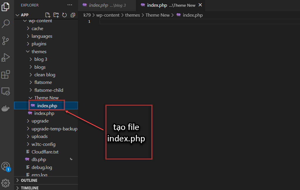 Tạo file index.php