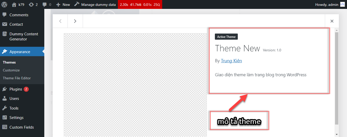 tạo theme mới trong WordPress