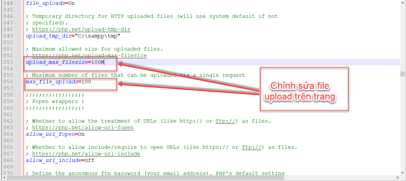 Chỉnh sửa php.ini trên localhost 