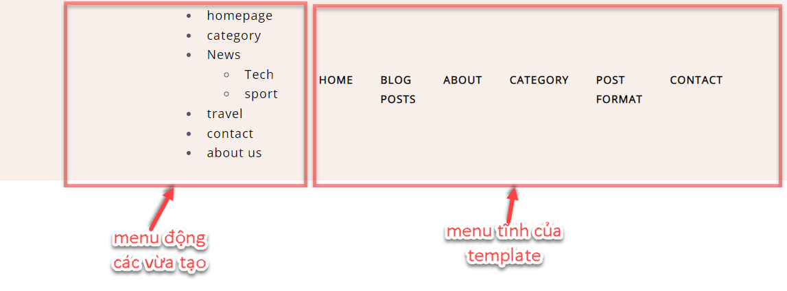 Style cho main Menu trong WordPress